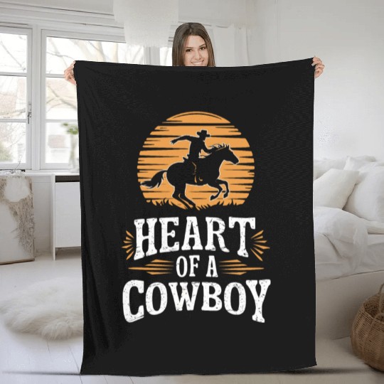 Cowboy Lifestyle Western Theme with Horses and Fleece Blankets