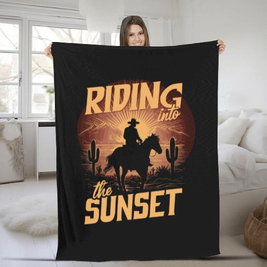 Cowboy Lifestyle Western Theme with Horses and Fleece Blankets