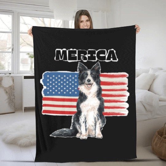 Patriotic dog Fleece Blankets