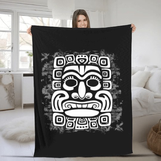 Maya God Mayan Mythology Kauil Mask Fleece Blankets