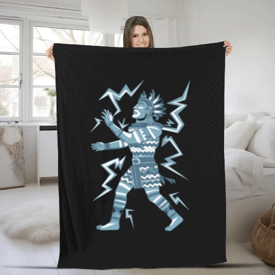 Maya God Mayan Mythology Kauil Lightning Warrior Fleece Blankets