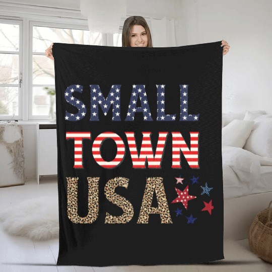 SMALL TOWN USA Fleece Blankets