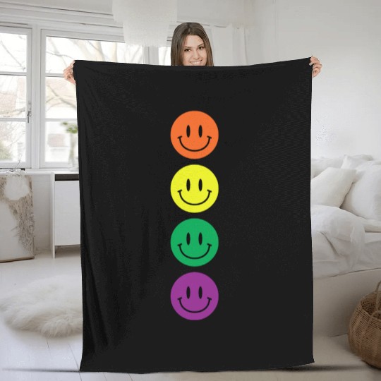 laughing face design Fleece Blankets