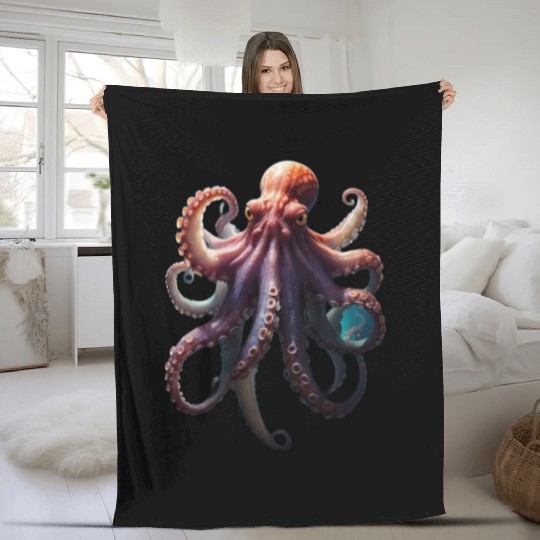 Ethereal octopus tentacle poses in dramatic light Fleece Blankets