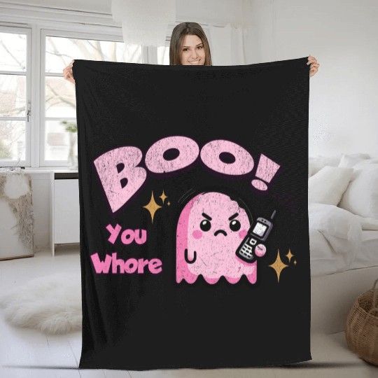 Boo You Whore Ghost Fleece Blankets