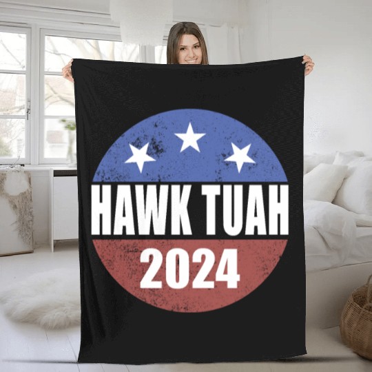 Hawk Tuah 2024 Election Button Hawk Tuahhawk tuah Fleece Blankets
