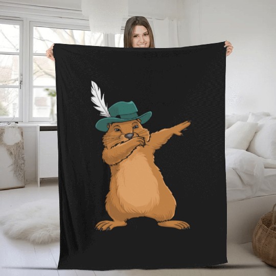 Groundhog Marmot for a Marmot lover groundhog fan Fleece Blankets