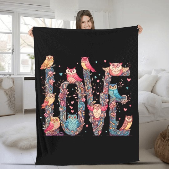 Owl Nocturnal Wildlife Fleece Blankets