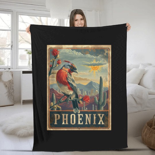 Retro Phoenix Arizonna Fleece Blankets
