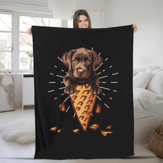 Labrador Lover CHOCOLATE LAB Ice Labrador Fleece Blankets