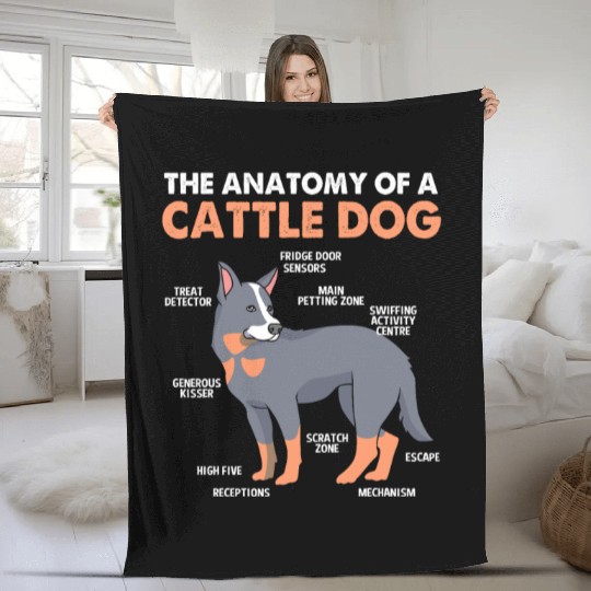 Blue Heeler Cattle Dog The Anatomy Of Cattle Dog Fleece Blankets