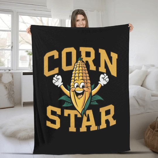 Funny Farm Food Fleece Blankets Corny Cob Farmer Corn Star