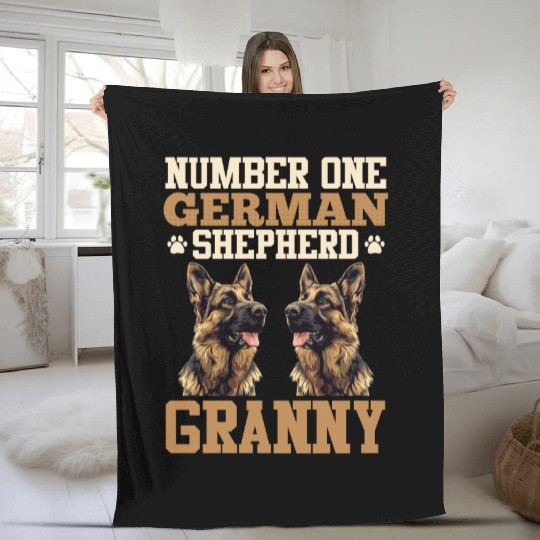 German Shepherd NUMBER ONE SHEPHERD GRANNY Fleece Blankets