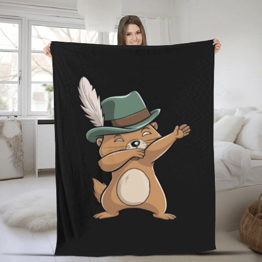 Groundhog Marmot for a Marmot lover groundhog fan Fleece Blankets
