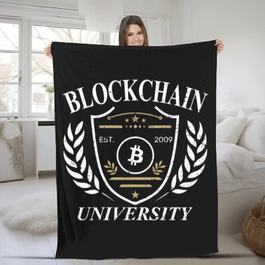 University of Blockchain Bitcoin retro vintage Fleece Blankets