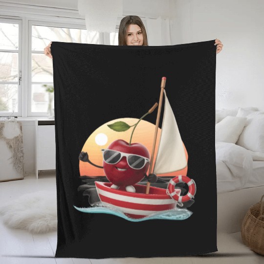 Fruit Boating Cherry Fleece Blankets