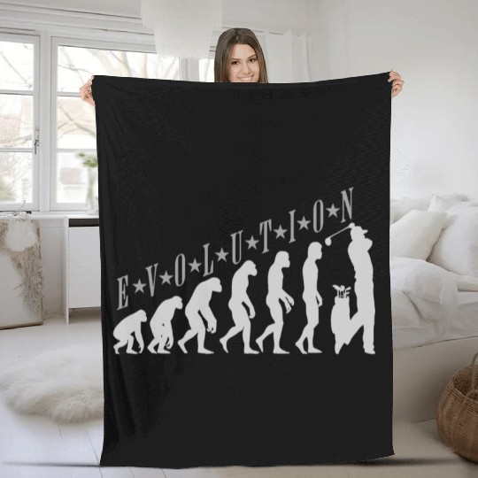 Golf Evolution design human evolution golf Fleece Blankets