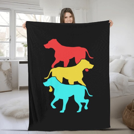 Colorful Retro Silhouette Rhodesian Ridgeback Dog Fleece Blankets