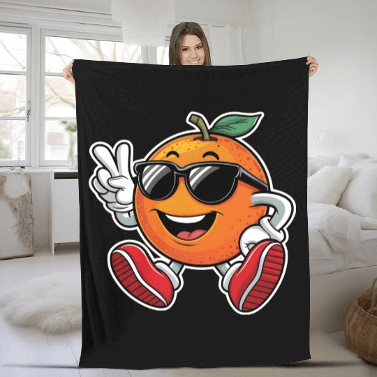 Funny Orange Fruit Relaxing Fleece Blankets