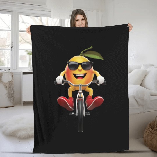 Mango Cycling On Bike Realistic Fleece Blankets