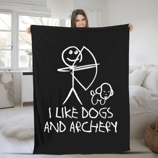 Archery Dog Long Bow Archer Compound Bow Fleece Blankets