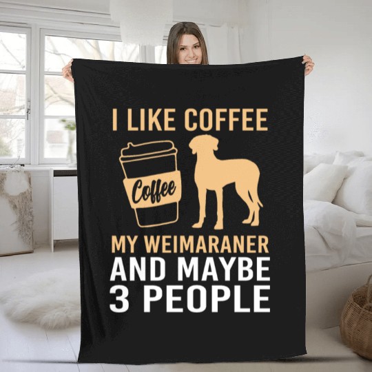 Dog Pun Coffee Lover Pet Coffee And Weimaraner Fleece Blankets