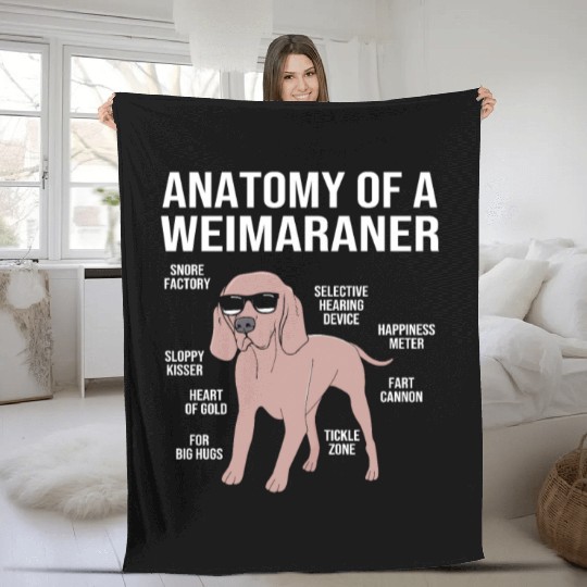 Dog With Sunglasses Anatomy Of A Weimaraner Fleece Blankets