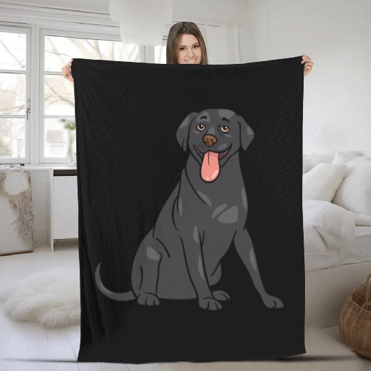 Dog - Black Lab Fleece Blankets