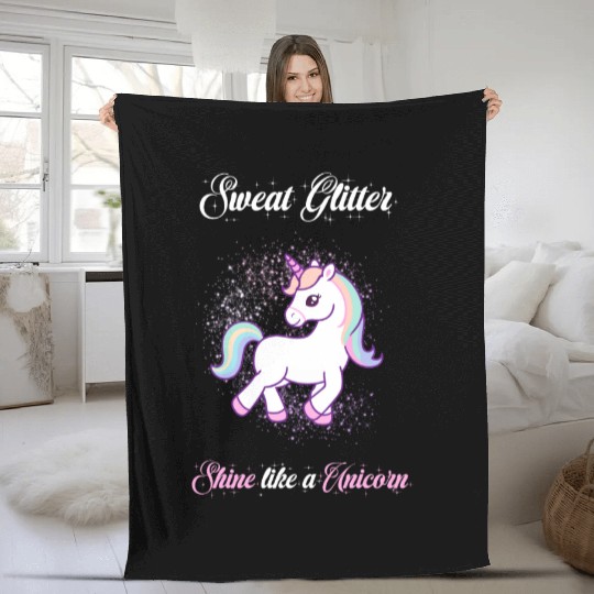 Sparkle Fitness Unicorn Fleece Blankets