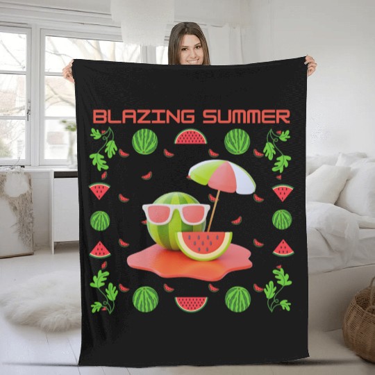 Blazing Watermelon Summer Fleece Blankets