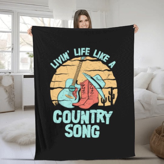 Livin' Life Like A Country Song Country Music West Fleece Blankets