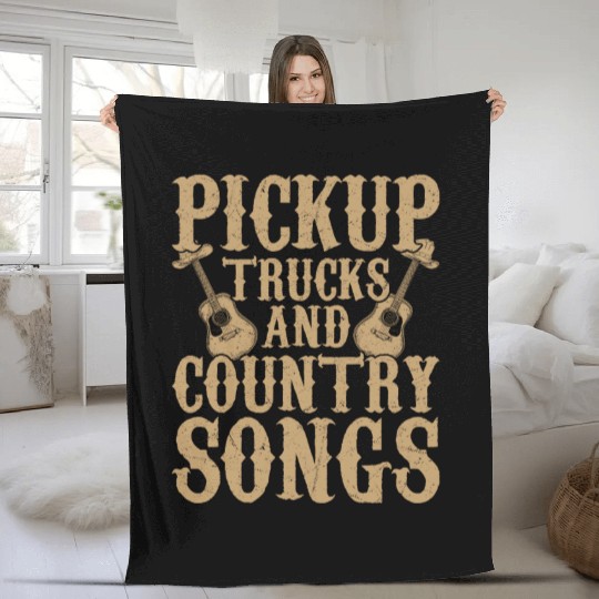 Pickup Trucks and Country Songs Western Cowboy Fleece Blankets