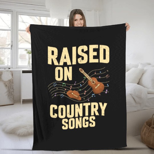 Raised On Country Songs Western Country Music Fleece Blankets