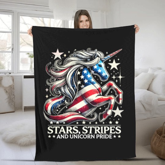 Star-Spangled Unicorn with American Pride and Fleece Blankets