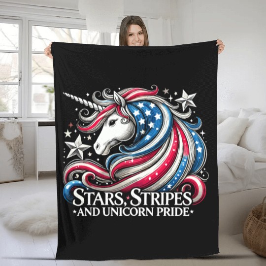 Star-Spangled Unicorn with American Pride and Fleece Blankets