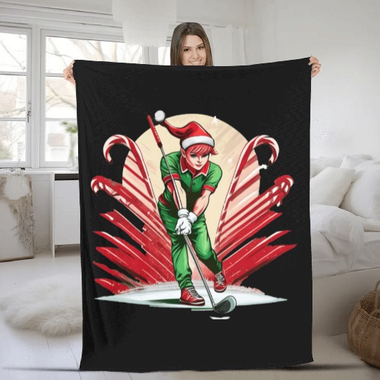 Christmas Elf Golf Fleece Blankets