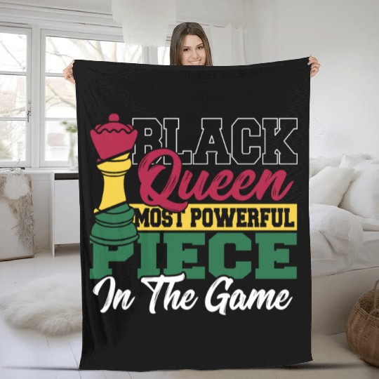 Black Queen Most Powerful Piece African American Fleece Blankets