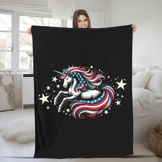 Star-Spangled Unicorn with American Pride and Fleece Blankets