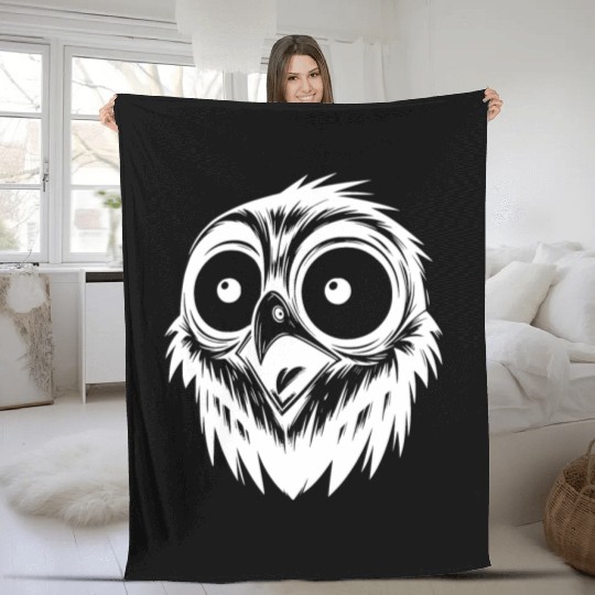Scared Horror Bird Drawing Fleece Blankets