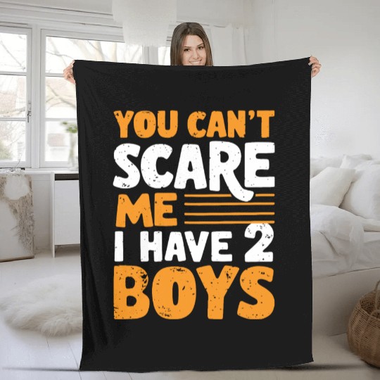 Can't Scare Funny Dad of 2 Boys Father's Day Fleece Blankets