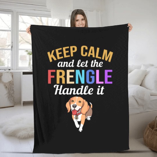 Frengle Dog Keep Calm And Let The Frengle Handle Fleece Blankets