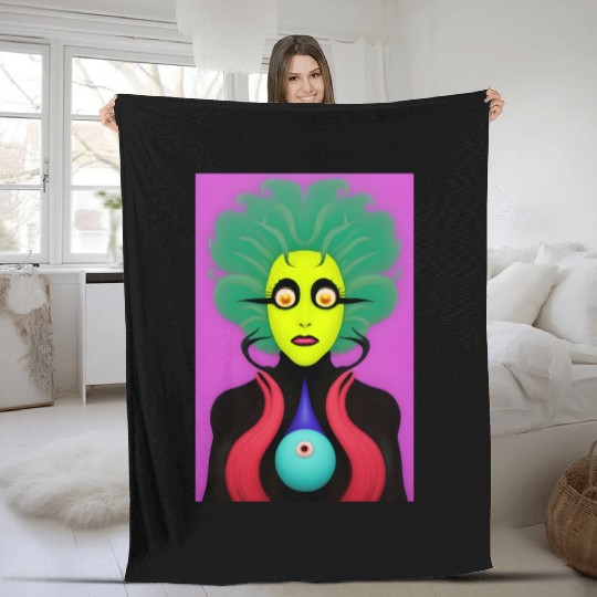 Surreal Alien Beauty Fleece Blankets