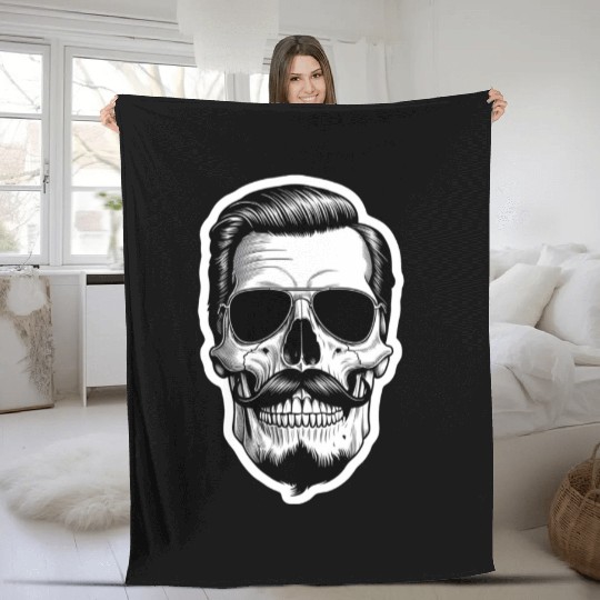 Masculine skull Fleece Blankets