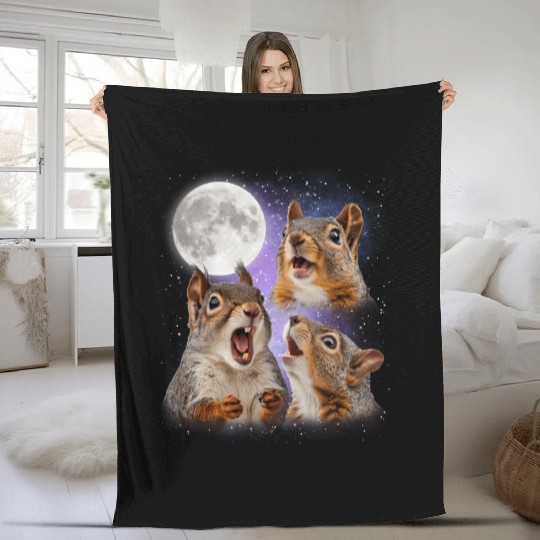 Funny Squirrel Moon Space! Nerd, Geed, Science Fleece Blankets