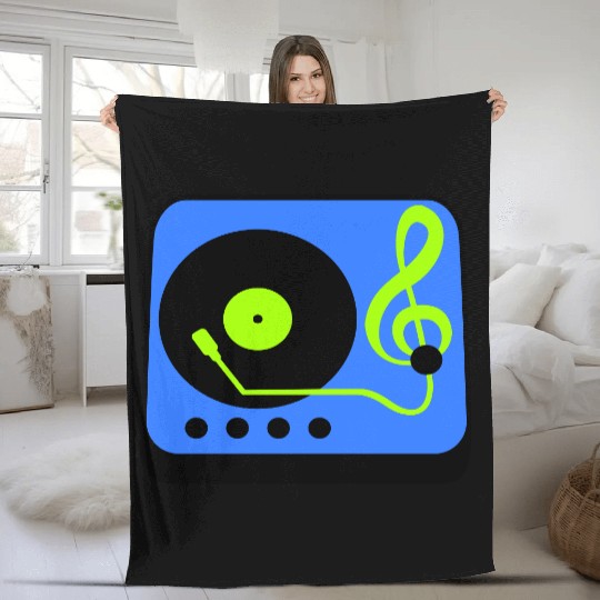 Music Clef Note Record Plate Vinyl DJ Party Treble Fleece Blankets