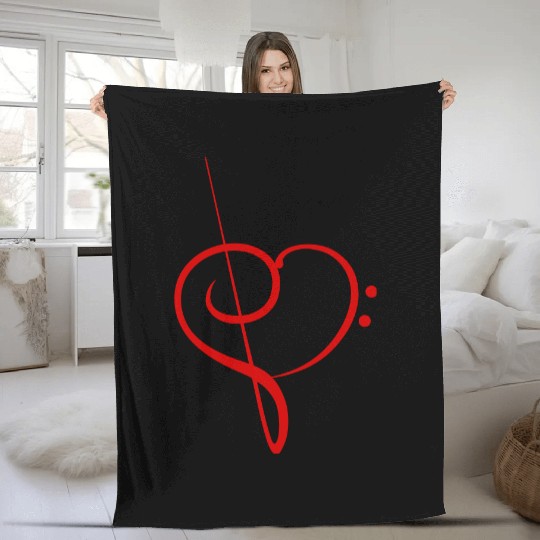 Music Bass Clef Heart Love Note Treble Sound Logo Fleece Blankets