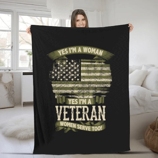 Veteran Design - Yes I m A Veteran Fleece Blankets