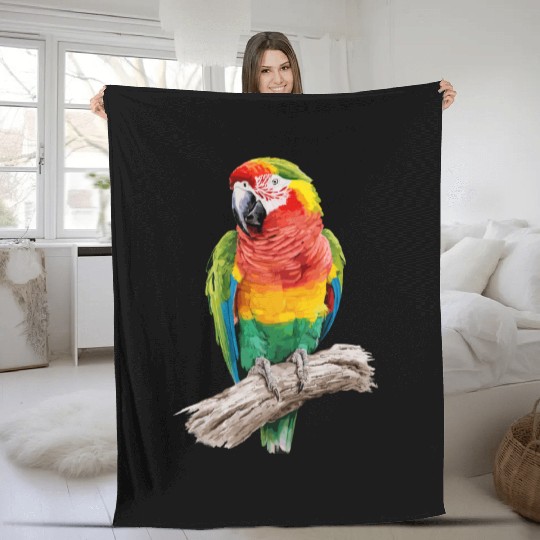 Macaw Parrot for a Bird Lover Animal Lover Fleece Blankets