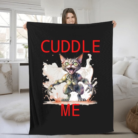 sweet alien cat meow Fleece Blankets