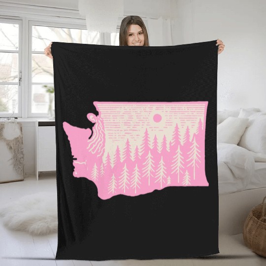 Washington DC Wild Outline State Fleece Blankets